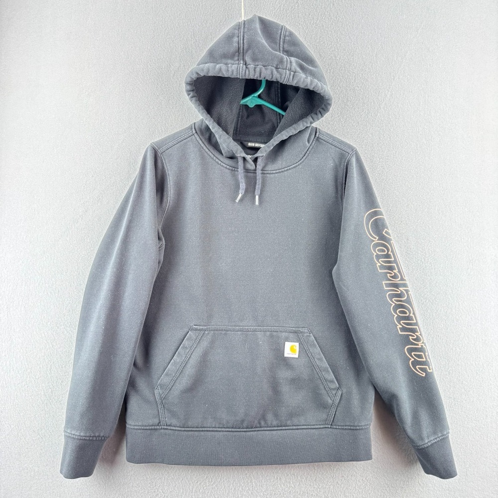 Carhartt‎ Hoodie Womens Medium Rain Defender Sweatshirt Gray Faded Black